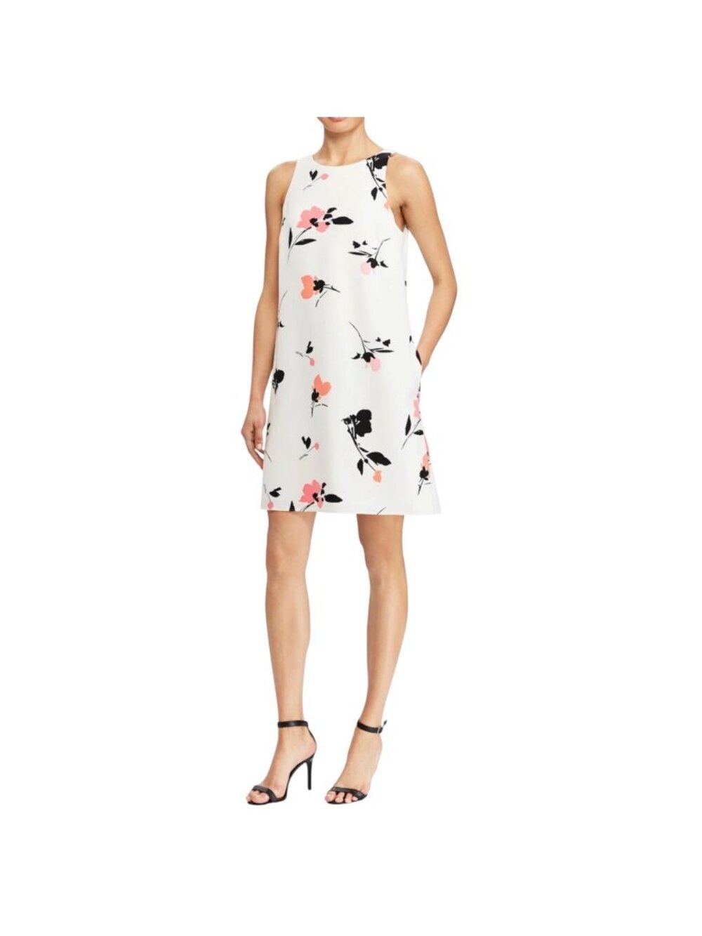 Lauren Ralph Lauren Womens Floral Sleeveless White A-Line Dress Size 16